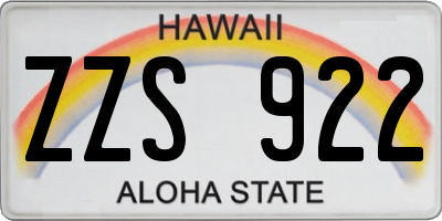 HI license plate ZZS922