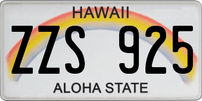 HI license plate ZZS925