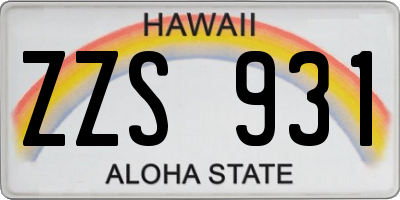 HI license plate ZZS931