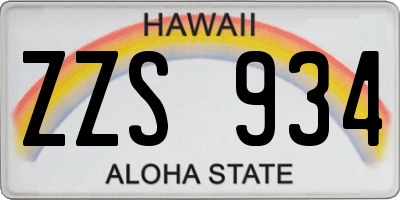 HI license plate ZZS934