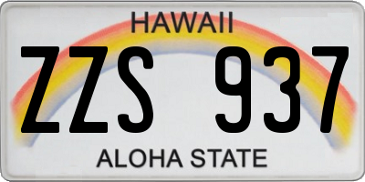 HI license plate ZZS937