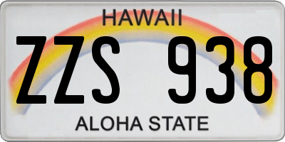 HI license plate ZZS938