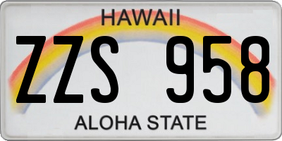 HI license plate ZZS958