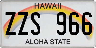 HI license plate ZZS966