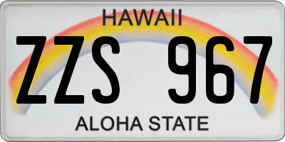 HI license plate ZZS967