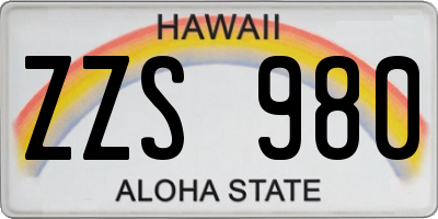 HI license plate ZZS980