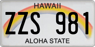 HI license plate ZZS981