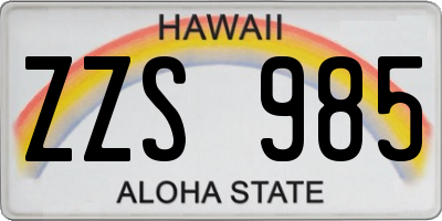 HI license plate ZZS985