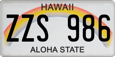 HI license plate ZZS986