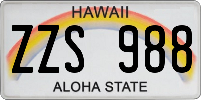 HI license plate ZZS988