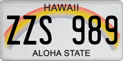 HI license plate ZZS989