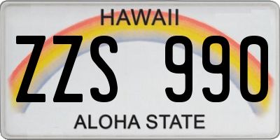 HI license plate ZZS990