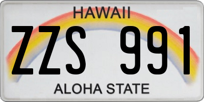 HI license plate ZZS991