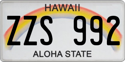 HI license plate ZZS992