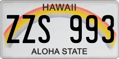 HI license plate ZZS993