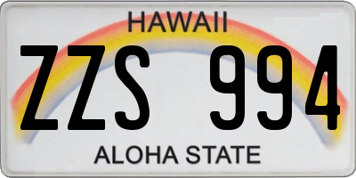 HI license plate ZZS994