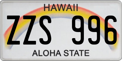 HI license plate ZZS996