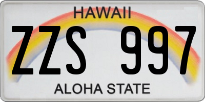 HI license plate ZZS997