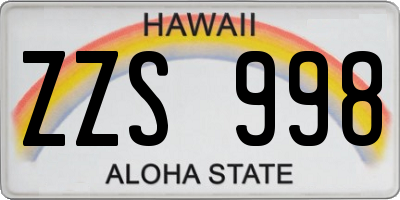 HI license plate ZZS998