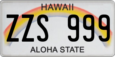 HI license plate ZZS999