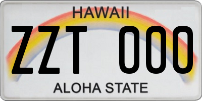 HI license plate ZZT000