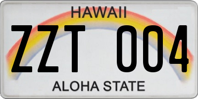 HI license plate ZZT004