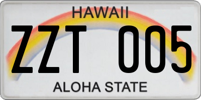 HI license plate ZZT005