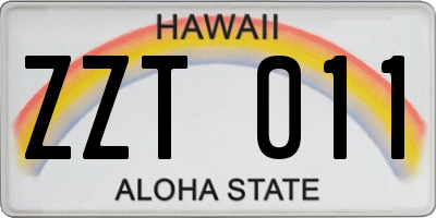 HI license plate ZZT011
