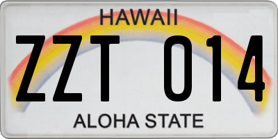 HI license plate ZZT014