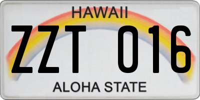 HI license plate ZZT016