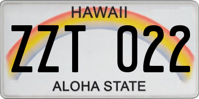 HI license plate ZZT022