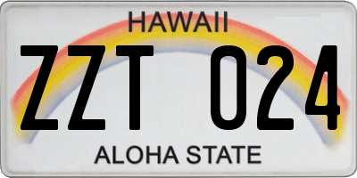 HI license plate ZZT024