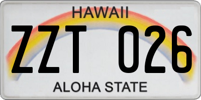 HI license plate ZZT026