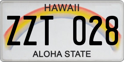 HI license plate ZZT028