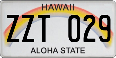 HI license plate ZZT029