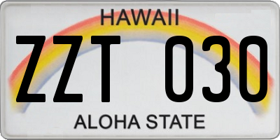 HI license plate ZZT030