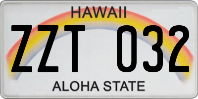 HI license plate ZZT032