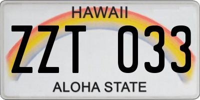HI license plate ZZT033