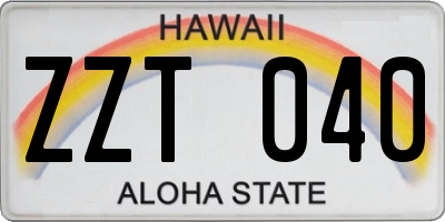 HI license plate ZZT040