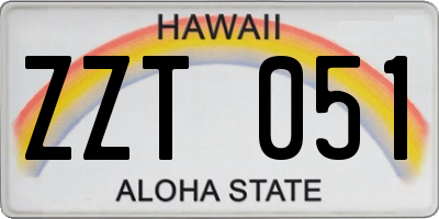 HI license plate ZZT051