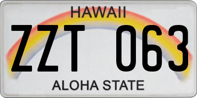 HI license plate ZZT063