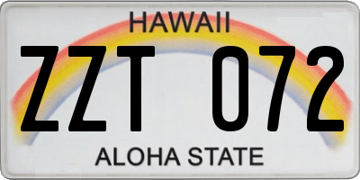 HI license plate ZZT072