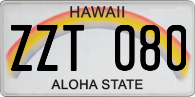 HI license plate ZZT080