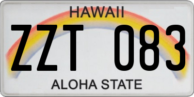 HI license plate ZZT083