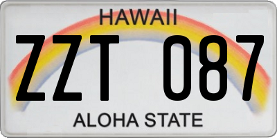 HI license plate ZZT087