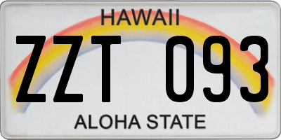HI license plate ZZT093