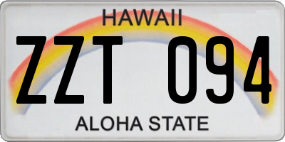 HI license plate ZZT094