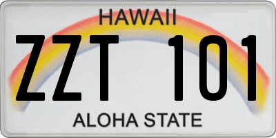 HI license plate ZZT101