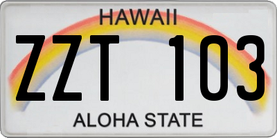 HI license plate ZZT103