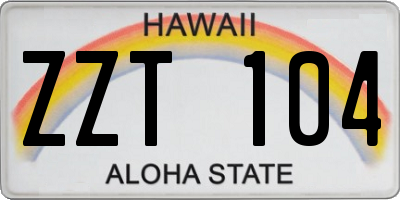 HI license plate ZZT104